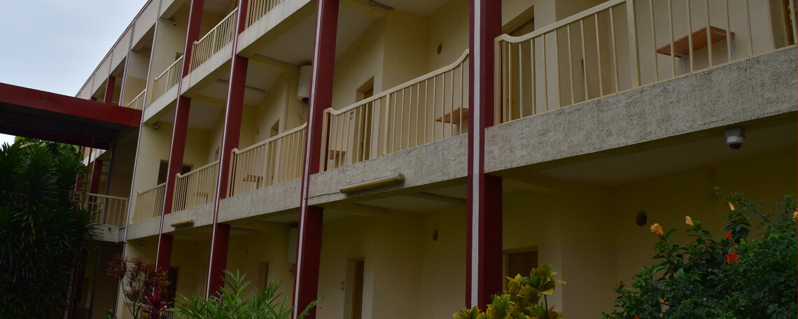 a view of kcc rooms from the garden