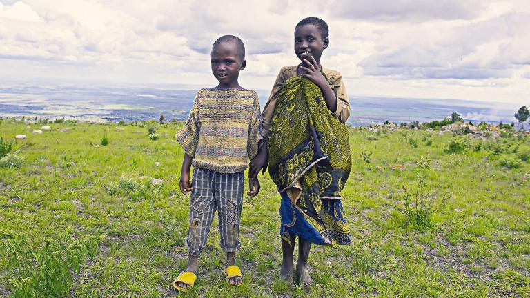 burundian children standing on hill