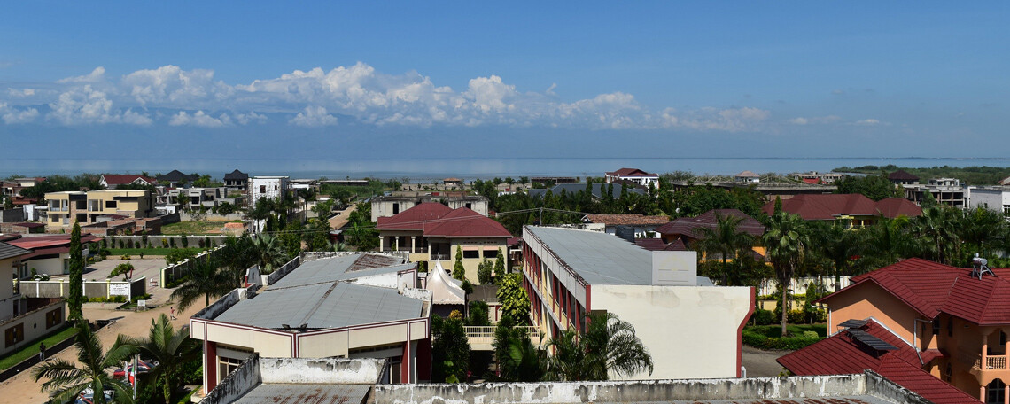A view of Bujumbura rooftops and lake Tanganyika beyond