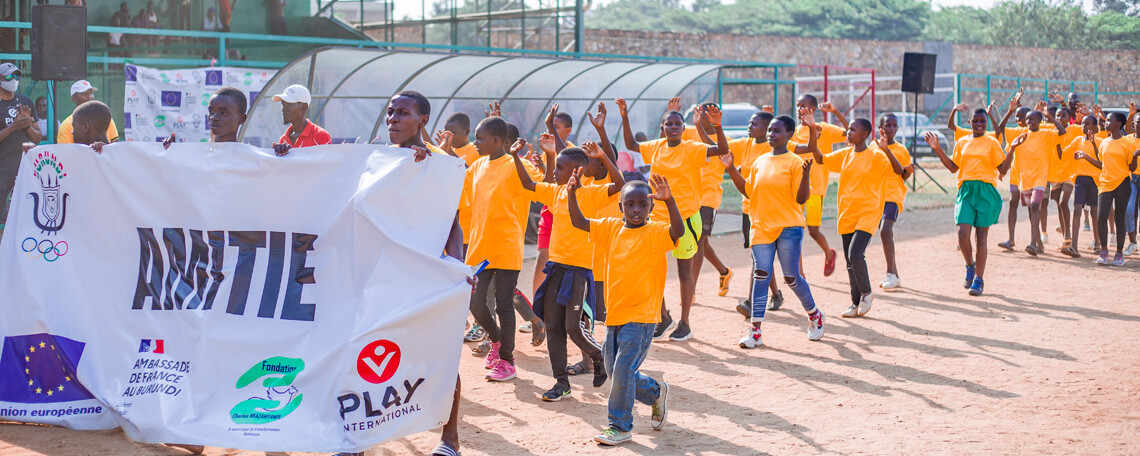 The Olympic Parade included hundreds of children from the surrounding area.